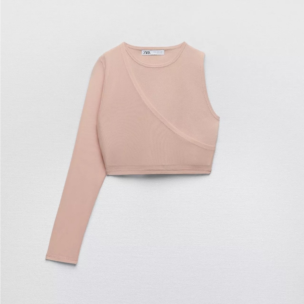 Zara Blush One-Sleeve Crop Top